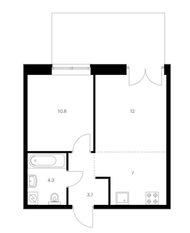 1-комнатная квартира 41.6 м², 1/9 эт., ЖК «Лермонтовский 54»